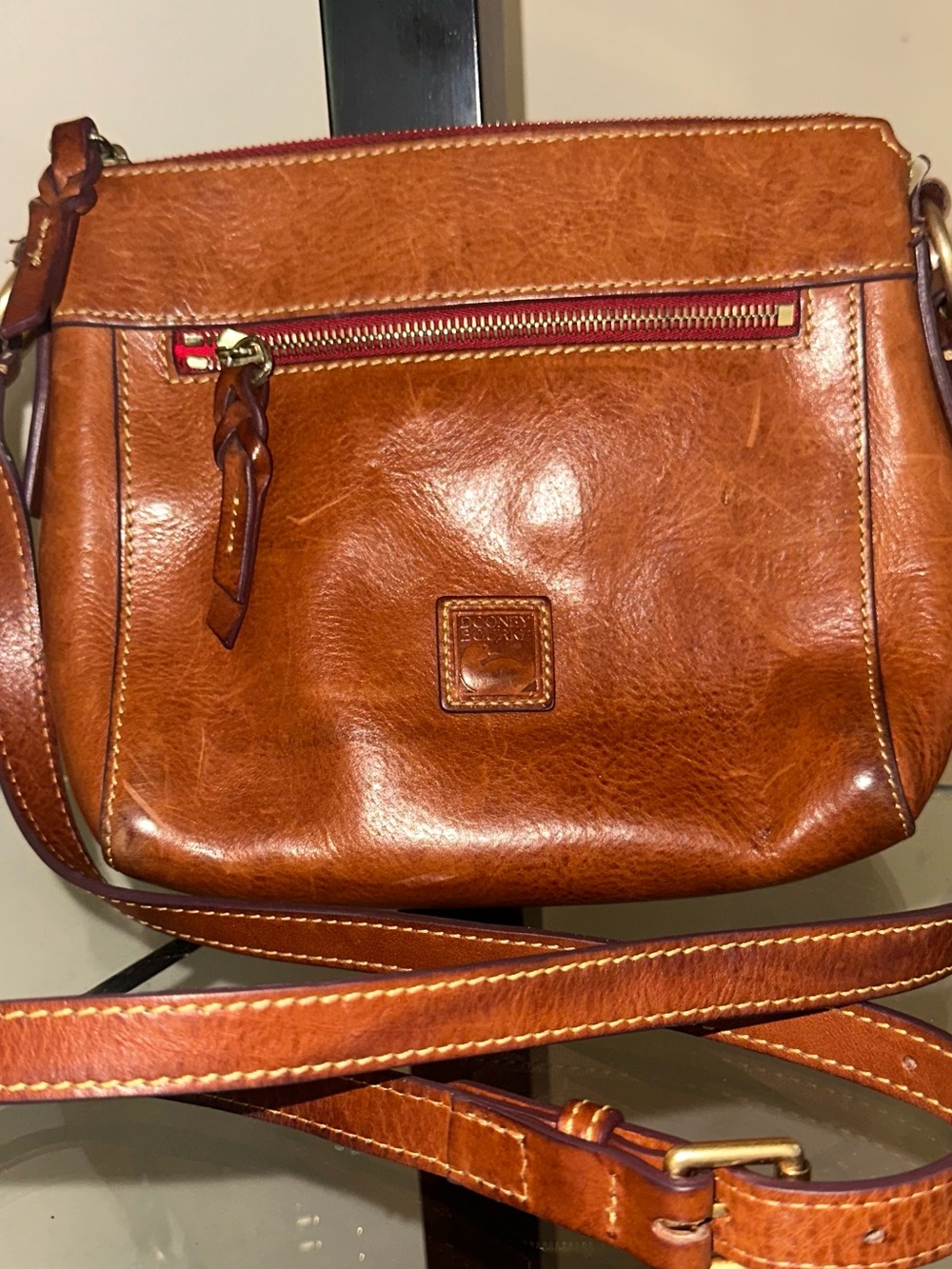 Dooney & Bourke Leather Crossbody Bag - Cognac Brown